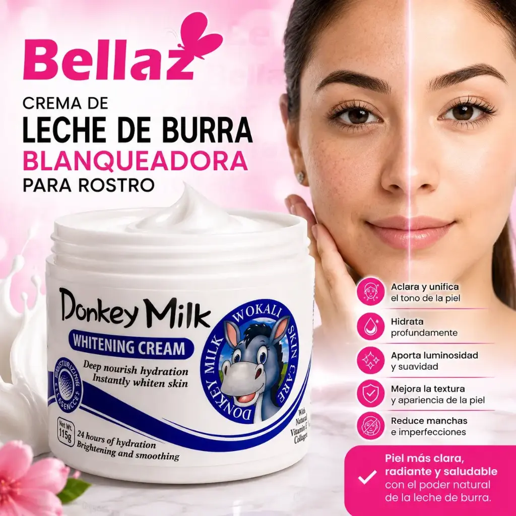 Crema de leche de burra aclarante Wokali 115g