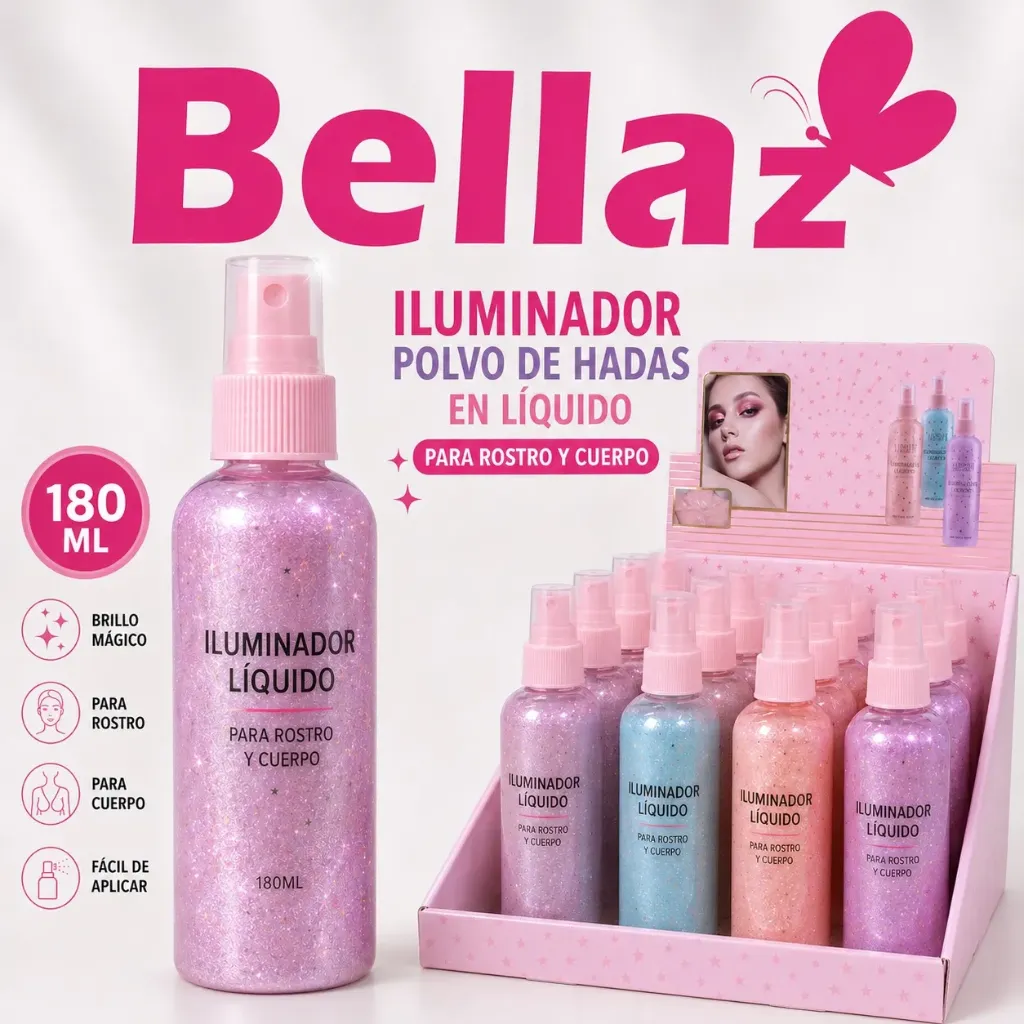 iluminador brillo spray cuerpo y rostro J59