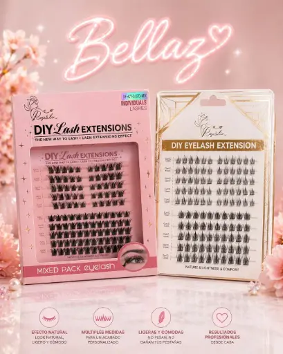 Pestañas Efecto Anime  Rosa y Oro DIY 18-19